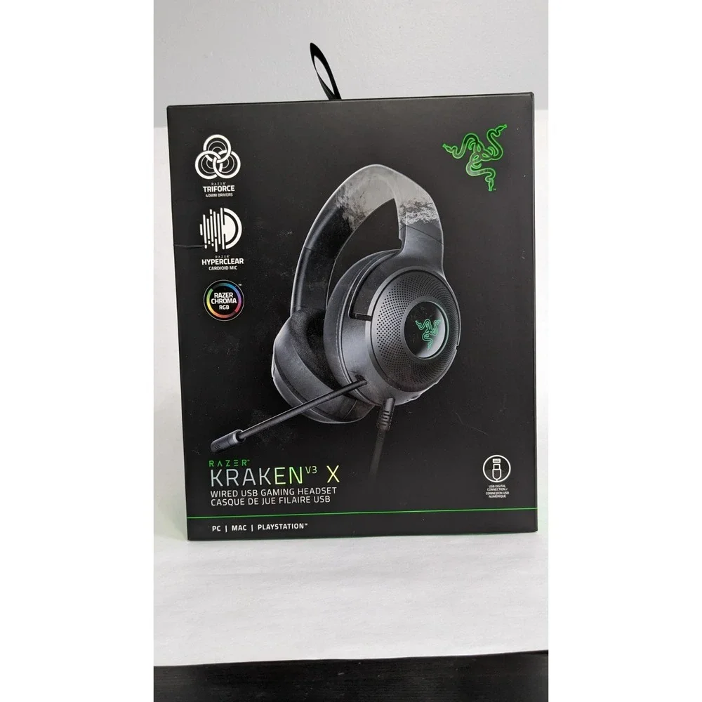 Razer Kraken V3 X Wired USB Gaming Headset for PC/MAC/Playstation Triforce RGB